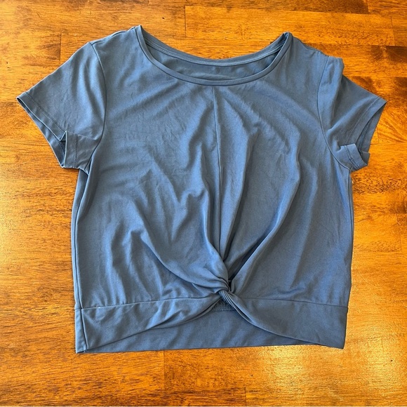 Blue women’s zyia twist front crop top t shirt reversible size medium - Picture 5 of 10